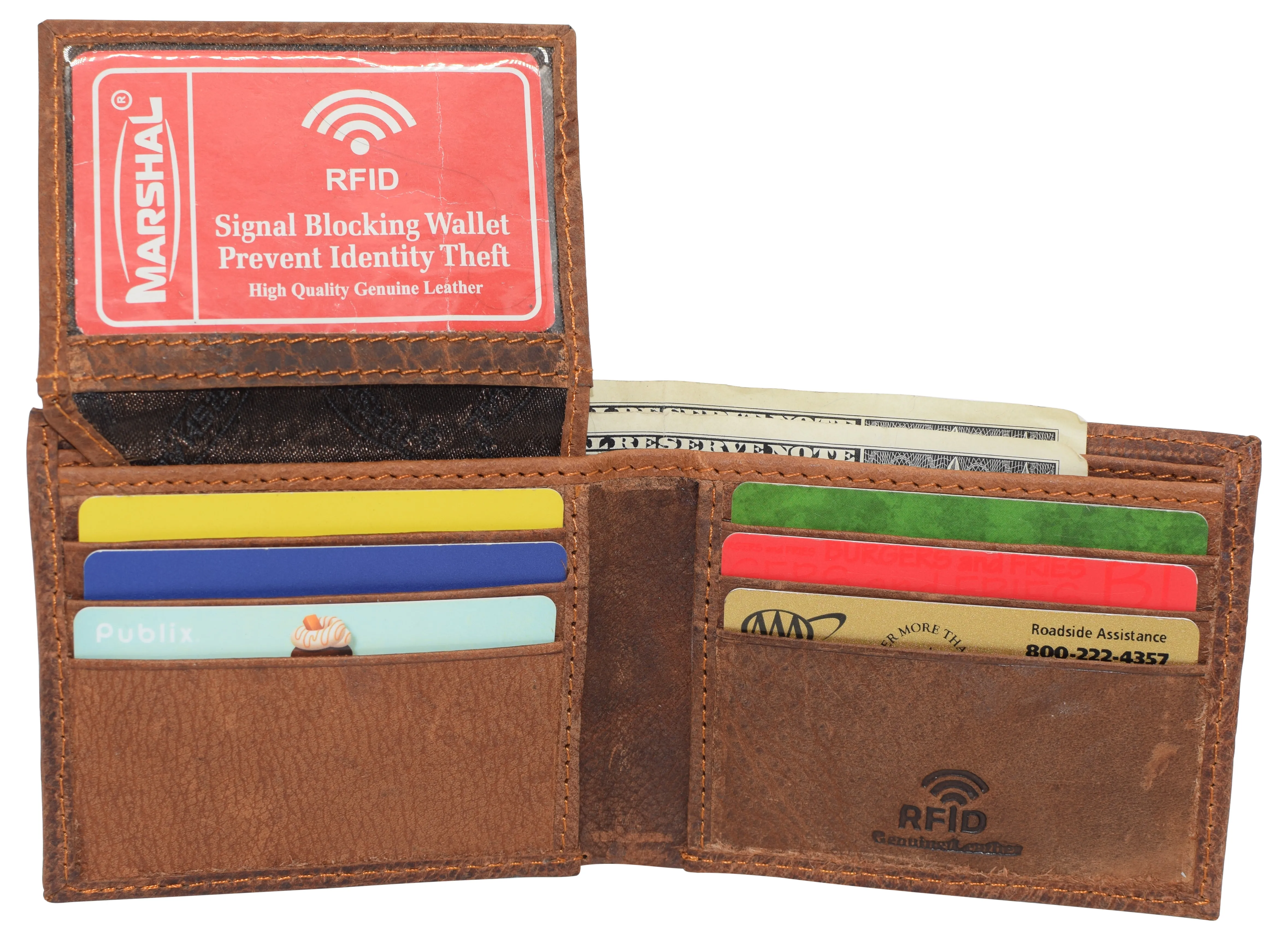 Skull Chain RFID Blocking Real Leather Bifold Classic Wallet for Men
