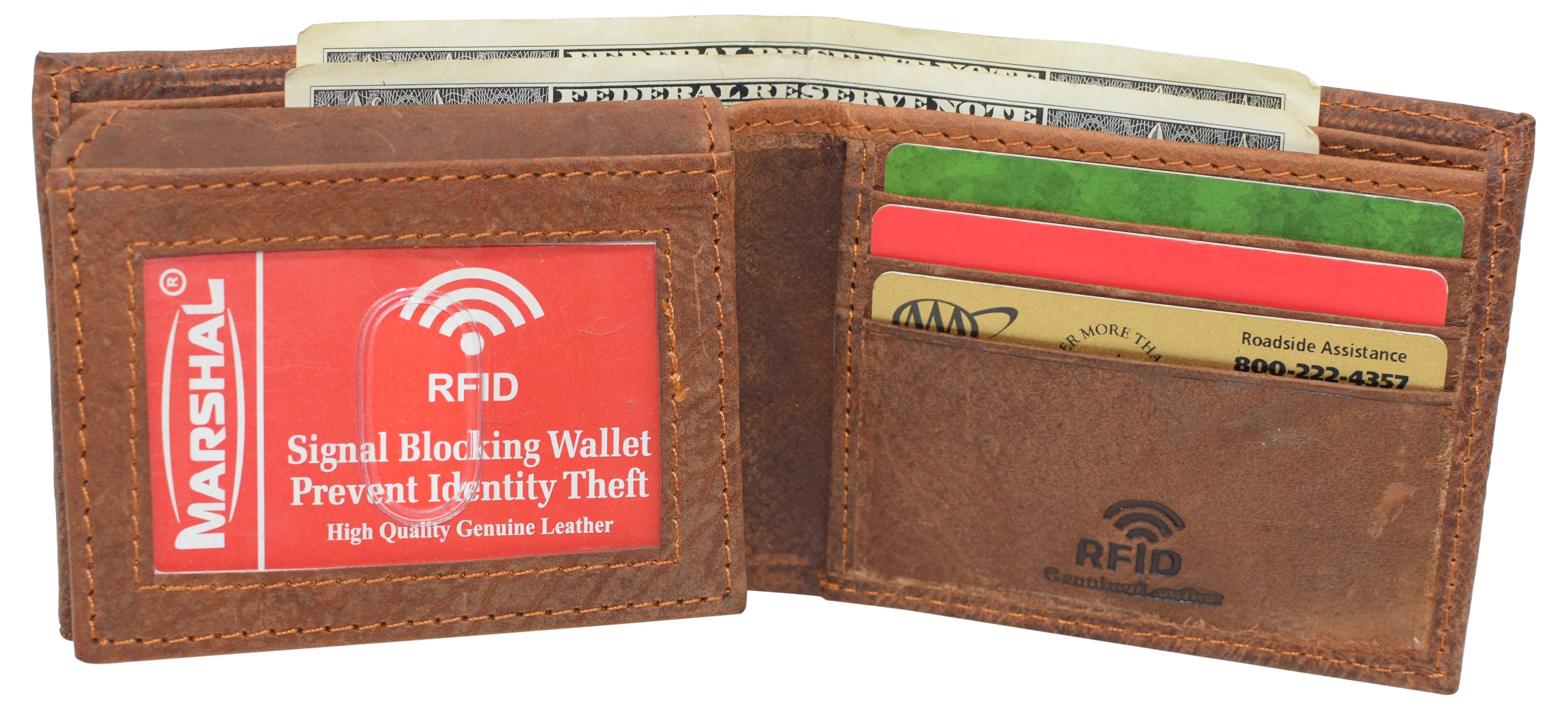 Skull Chain RFID Blocking Real Leather Bifold Classic Wallet for Men