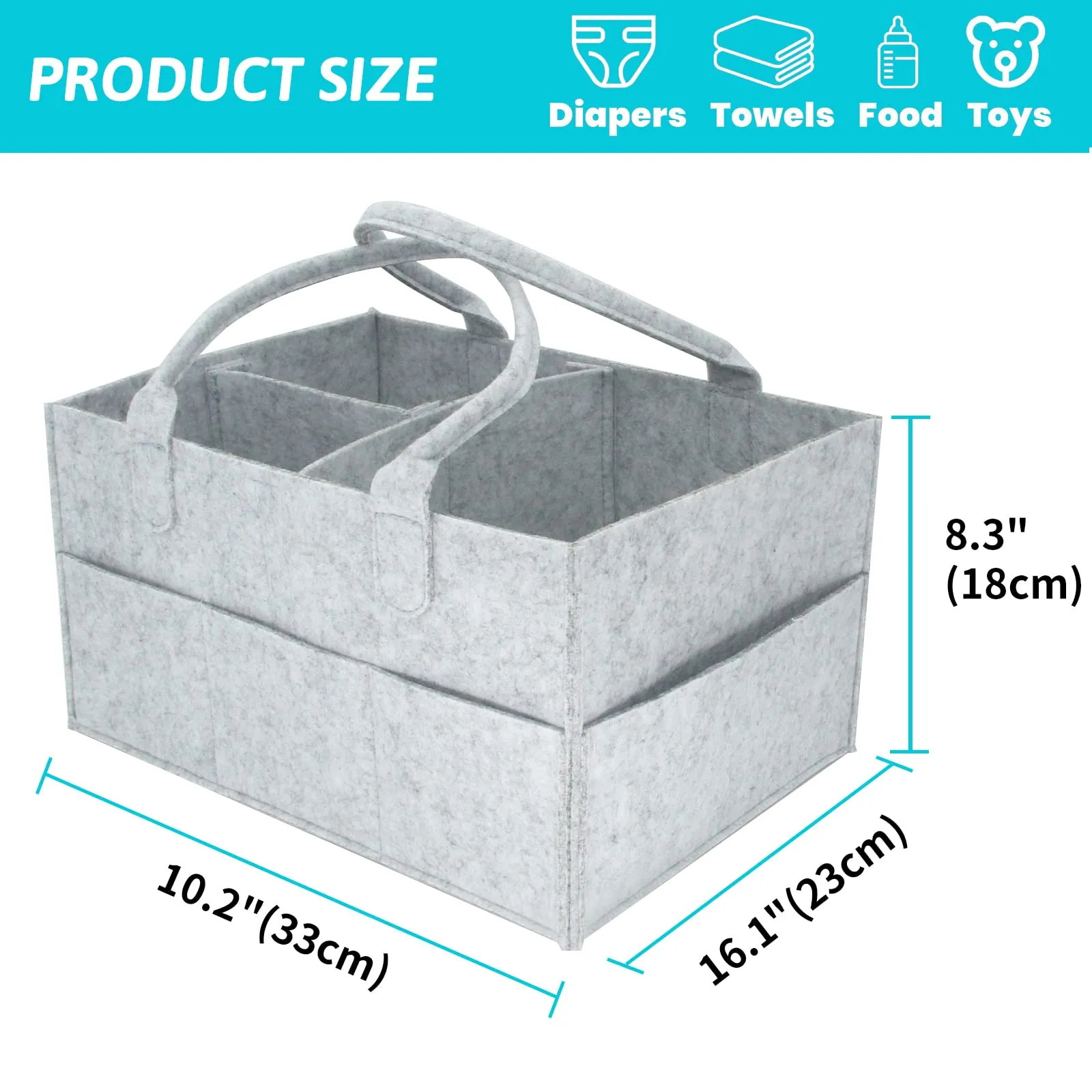 SKY-TOUCH Baby Diaper Caddy Organizer Tote Bag - Nursery Storage Bin for Changing Table | Portable Car Travel Organizer