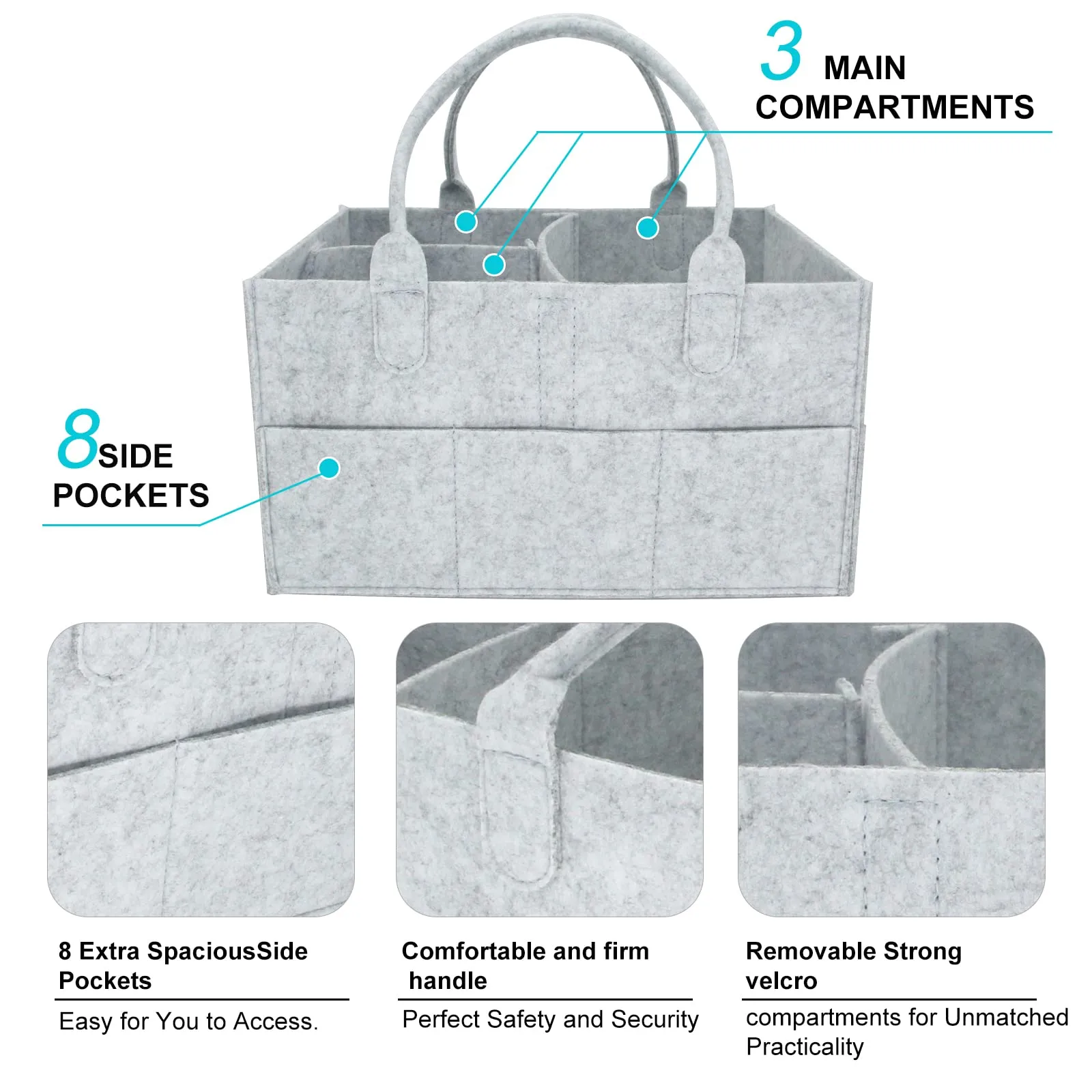 SKY-TOUCH Baby Diaper Caddy Organizer Tote Bag - Nursery Storage Bin for Changing Table | Portable Car Travel Organizer