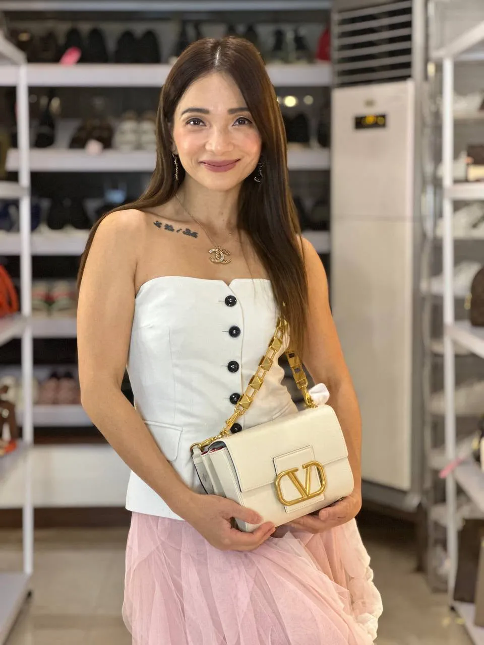 V Studded Shoulder Bag