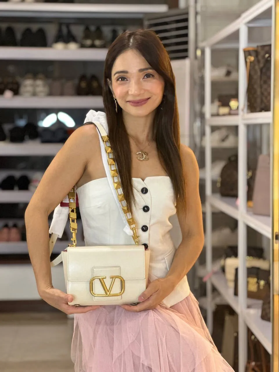 V Studded Shoulder Bag