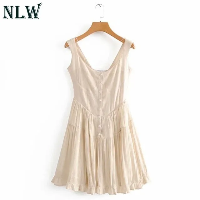 VenusFox Vintage Pleated A-Line Short Dress