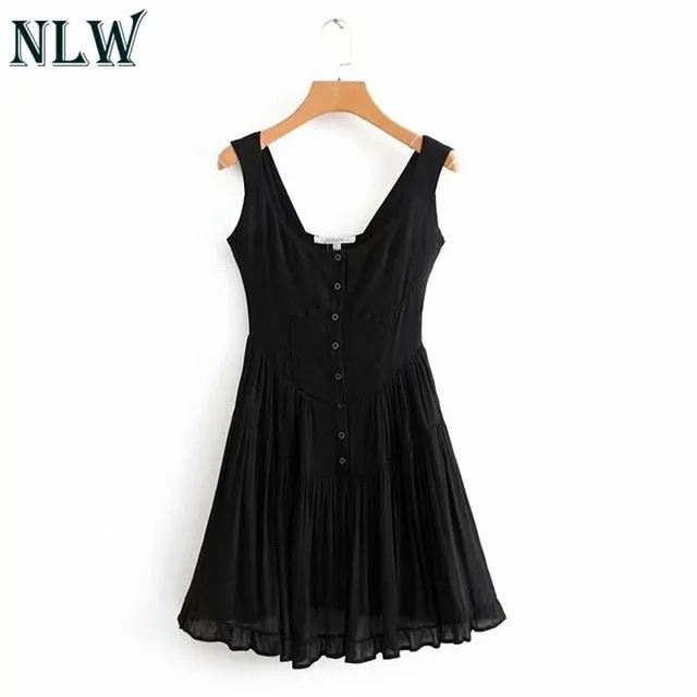 VenusFox Vintage Pleated A-Line Short Dress