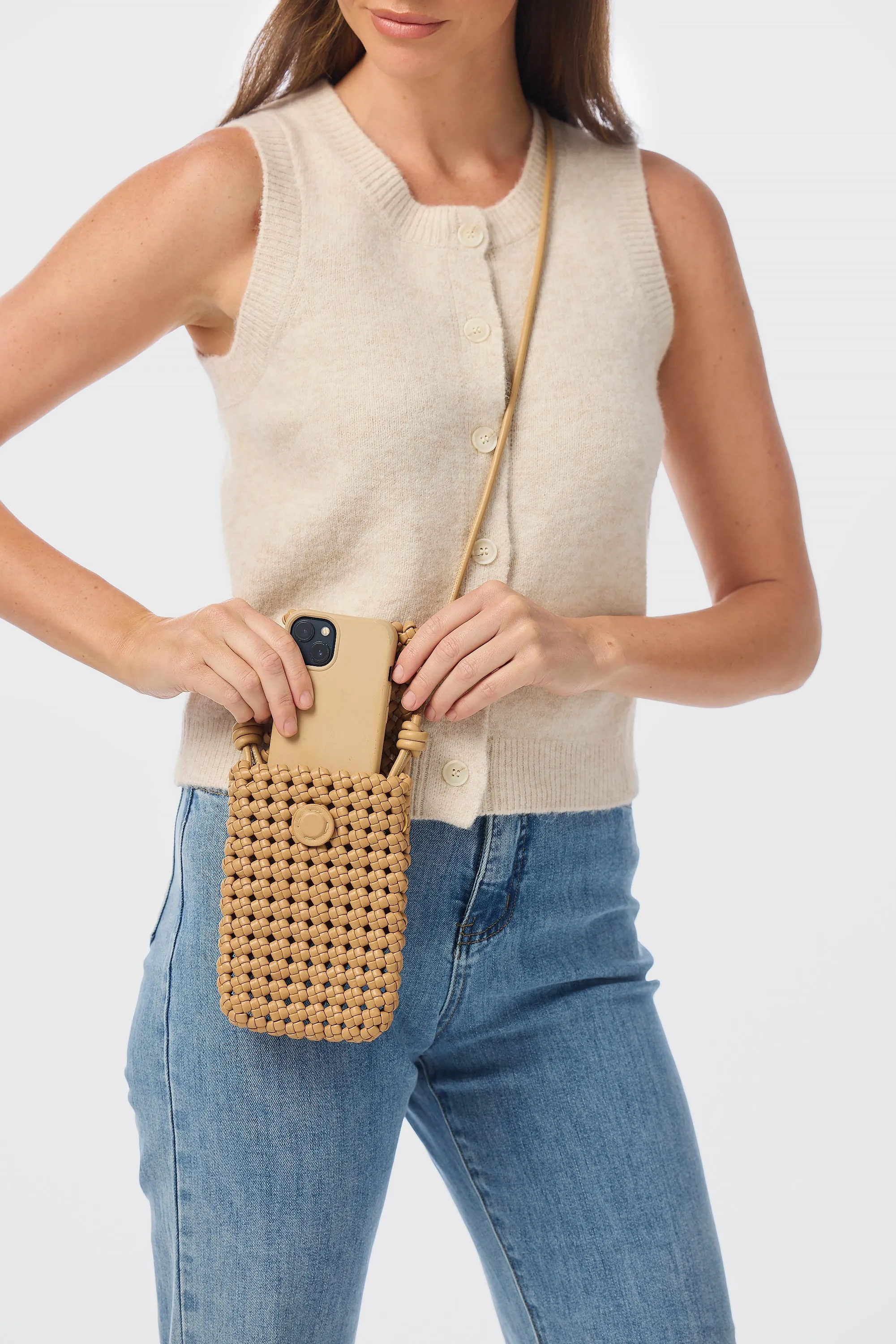 Woven Crossbody Bag - Tan
