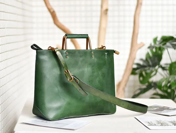 YAAGLE Brief Metal Handles Genuine Leather Handbag YG54