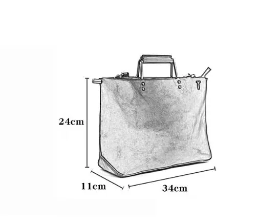 YAAGLE Brief Metal Handles Genuine Leather Handbag YG54