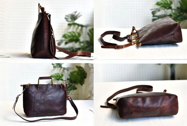 YAAGLE Brief Metal Handles Genuine Leather Handbag YG54