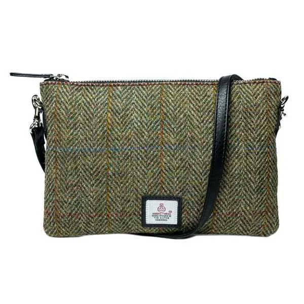 Zip Purse Bag Country Green Harris Tweed